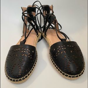 TopShop laser cut lace up espadrilles🖤